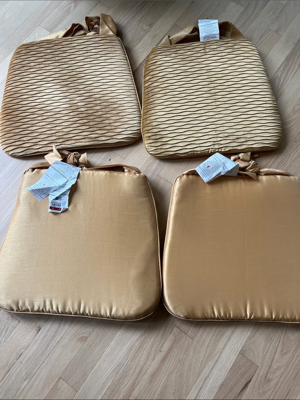 Pier 1 Gold Quilted Wave Seat Cushions - Set of 4 - Picture 3 of 3